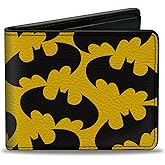 Buckle-Down DC Comics Wallet, Bifold, Batman Bat Signal Scattered Yellow Black, Vegan Leather