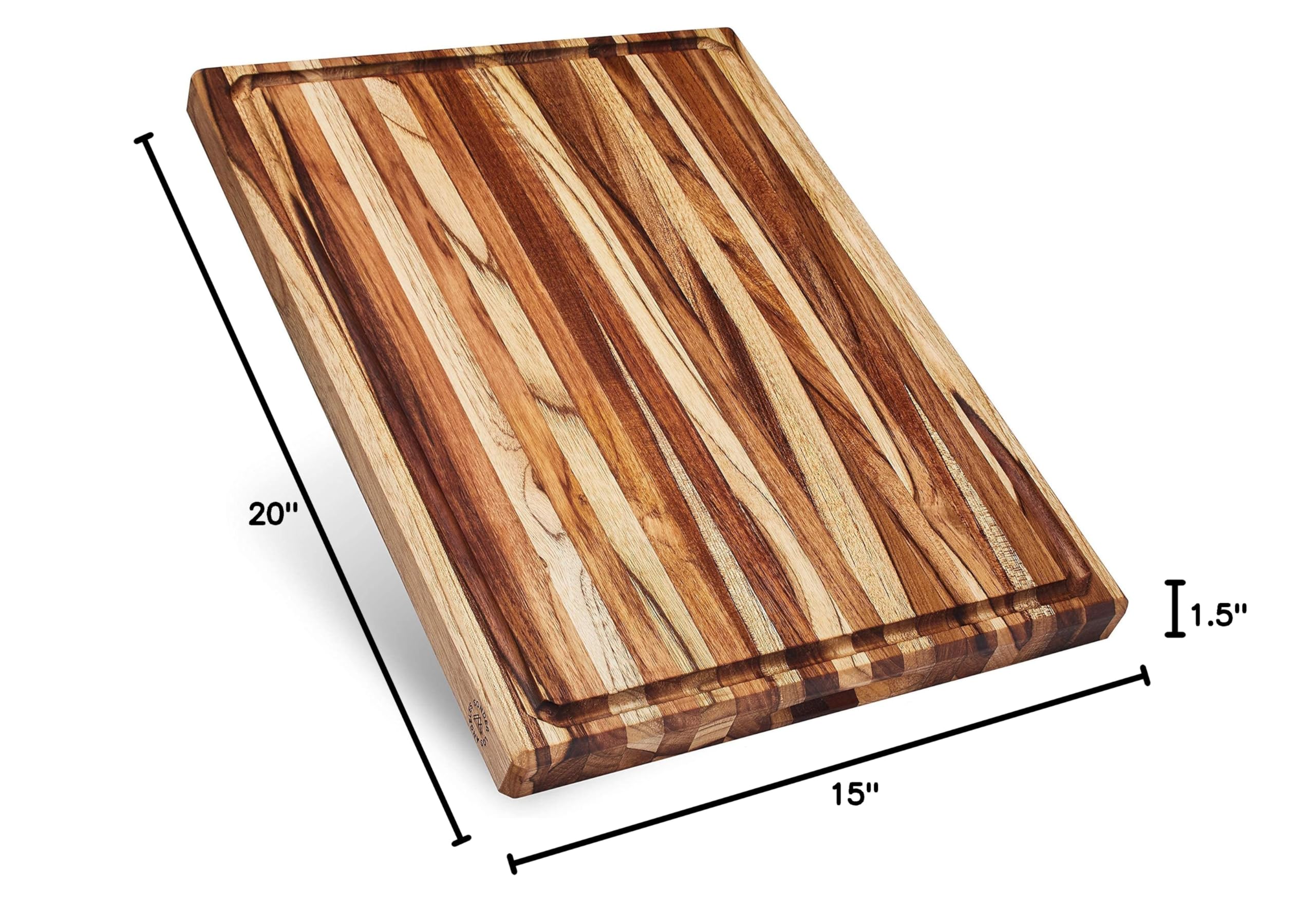 Sonder Los Angeles, XL Thick Teak Wood Cutting Board for Kitchen with Juice Groove, Sorting Compartments, Charcuterie Cheese Board 20x15x1.5 in (Gift Box Included)
