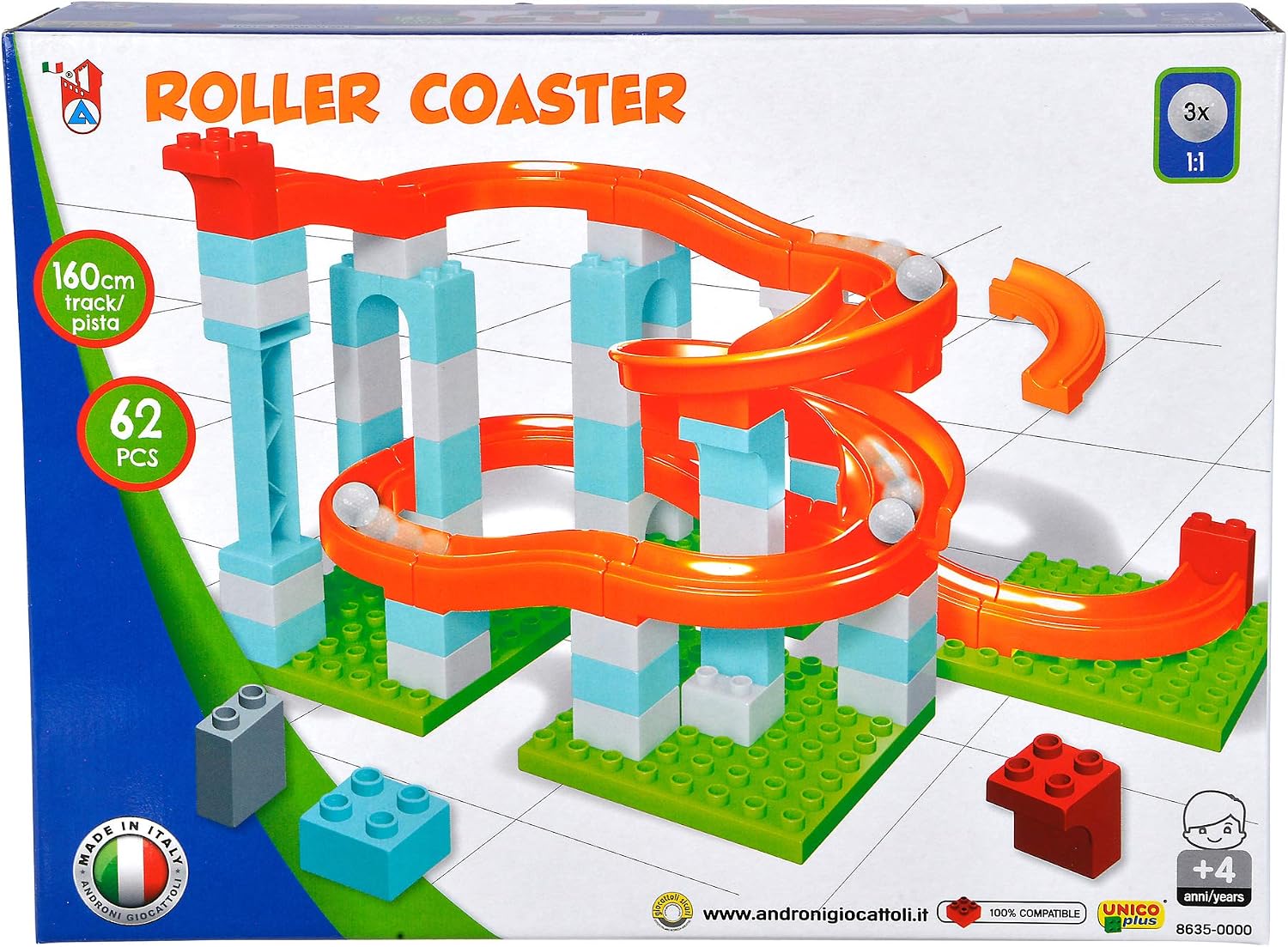 Simba 104114486 - Marble Run, 62 Pieces, for Children from 4 Years, 3 Balls, Length 160 cm, Large