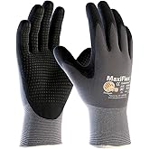 MaxiFlex Endurance 34-844 Seamless Knit Nylon Work Glove with Nitrile Coated Grip on Palm & Fingers (Pack of 3),Black and Gray