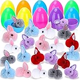24 Pack Prefilled Easter Eggs With Toys, Plush Bunny Easter Basket Egg Hunt Stuffers, Pre Filled Easter Eggs Fillers for Kids Gifts Party Favors, Goodie Bag Stuffer, Easter Prizes, Pinata Filler