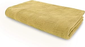 Jmr Beige Hospital/Home Thermal Blanket Snagfree 100% Cotton Coach Throw or Quilt Twin Size 66x90
