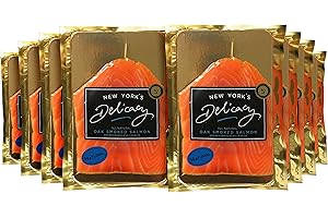 New York's Delicacy Smoked Salmon Nova - 8 x 4 Oz. (2.0 Lb.) [All Natural] - Most Awarded, Pre-Sliced, Fully Trimmed Salmon - Kosher, Gluten Free, High in Omega 3-100% Natural Atlantic Salmon