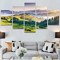 SIGNWIN 5 Panel Canvas Wall Art Modern Art Expressive Landscape Modern Mountain Top Multicolor Photography for Home Decorations Ready to Hang - 60