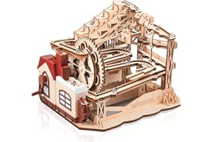 MIEBELY Electrical 3D Wooden Puzzles Adults Craft Toys DIY Marble Run Model Building Kits Block Toys W/Motor, Mechanical Gear Engineering Kit Home Decor Hobbies Idea Valentines Day Gifts for Him Teens