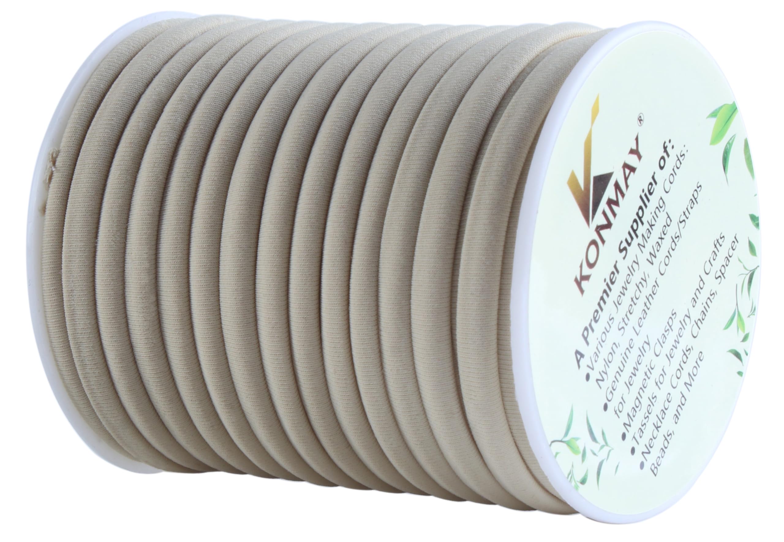 KONMAY Stretchy Polyester Spandex Cord, 18 Meters 5.0mm Soft Skinny Stitched Elastic String for Jewelry Making, Sewing, and Crafting