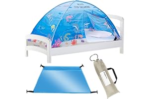 KB Mlotek Water World Twin Bed Tent for Kids Indoor Fort - Magical Dream Tents for Boys Pop Up Toddler Bed Canopy for Girls Bunk Bed Tent for Top Bunk - Sensory Sleep Pod for Kids Educational