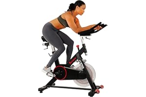 Sunny Health & Fitness Magnetic Exercise Bike, 44LB Flywheel & 300LB Weight Capacity for Intensive Home Workout, Indoor Cardio Training w/4-Way Adjustable Seat, Optional Free SunnyFit App Connection