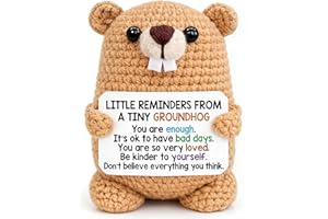 Canmuchful Groundhog Day Gifts – Positive Groundhog Crochet Decor, Handmade Encouragement Gift, Present for Self Care, Office