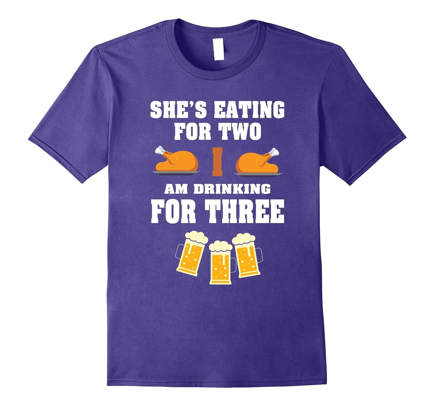 She's Eating For Two Drinking Thanksgiving Maternity TShirt-Rose