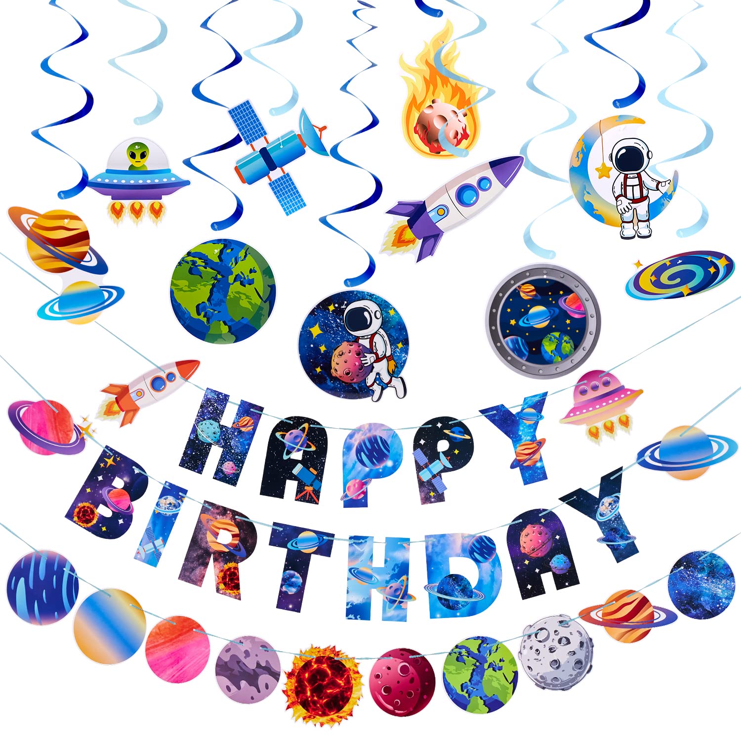 Photo 1 of SUNBEAUTY 37PCS Galaxy Birthday Decorations Kit - Solar System, Outer Space, Galaxy Party Supplies & Themed Party Favors