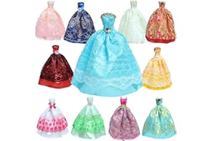 BJDBUS 5 Pcs Handmade Wedding Party Dress Lace Gown for 11.5 Inch Girl Doll Clothes Accessories Random Set Multicolor