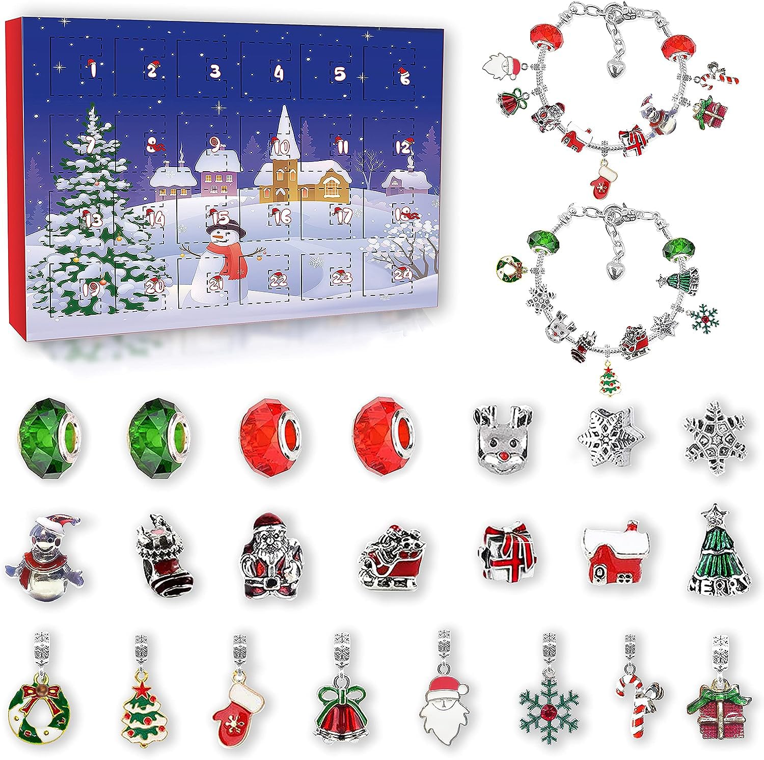 Girls Advent Calendar 2025 Charm Bracelets Making Kit for Kids Christmas Countdown Calendars