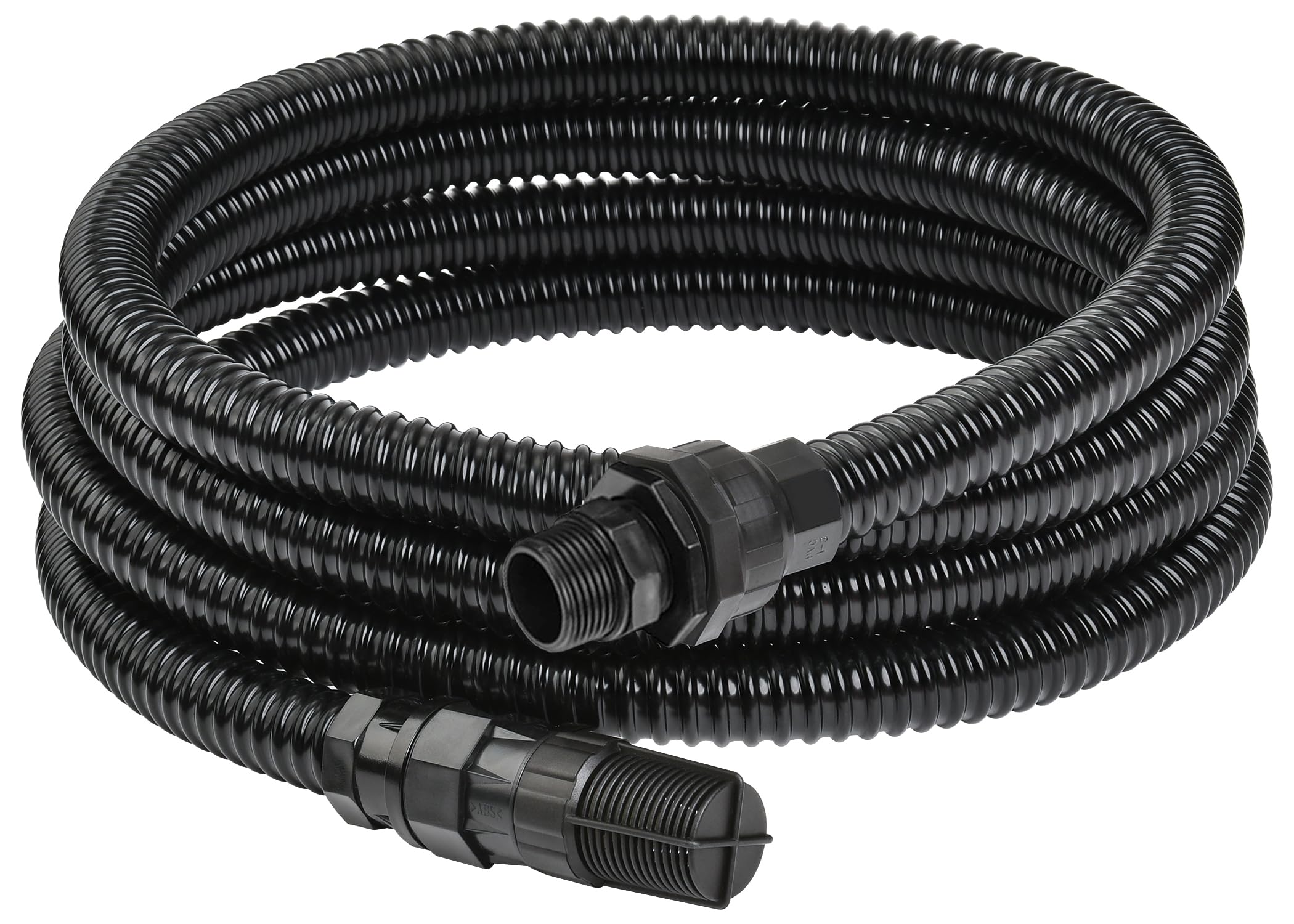 VEATON 4m Suction Hose Kit, Including Non-Return Valve and Compatible to G1, G1-1/4 Thread Corrugated Pipe 4m Long, Water Inlet Hose Set, Aspiration Hose for Garden Booster Pressure Pump