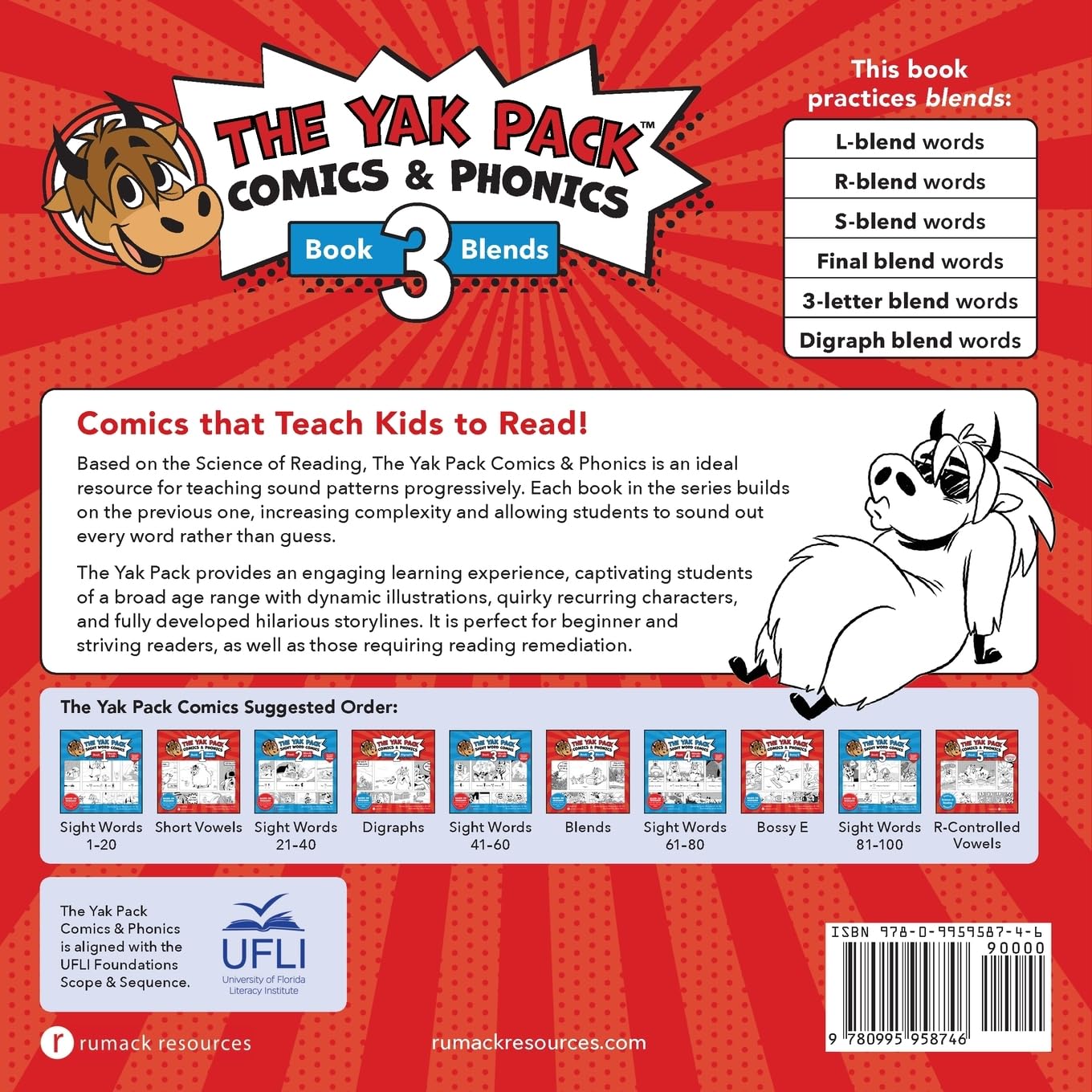 The Yak Pack: Comics & Phonics: Book 3: Learn to read decodable blend words (The Yak Pack Comics Complete Series)