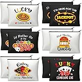 Reginary 12 Pieces Casino Makeup Bags Lucky Gambler Gift Dice Poker Chips Cosmetic Bags Zipper Pouch Slot Machine Casino Lover Gift for Women Christmas Birthday Poker Night