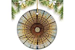UMSUFA Spain Barcelona Glass Window Christmas Ornaments for Tree Ceramic Pendant Double Sided Ornament Decor Xmas Gifts Porcelain Travel Souvenirs