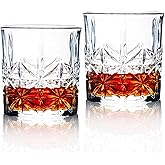 Old Fashioned Whiskey Glasses Set - 10 Ounce Rocks Barware For Scotch, Bourbon, Liquor and Cocktail Drinks - Set of 2 - Men Gift (Y2035-2)