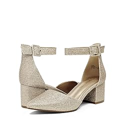 DREAM PAIRS ANNEE Pointed Toe Low Chunky Heels Pump