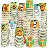 Amyhill 300 Pack 5 oz Cups for Kids Animals Paper Cups Disposable Cups Small Bathroom Cups Mini Mouthwash Cup Bulk for Christmas Party, Picnic(Animal)