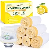 150 Pack Commode Liners with Absorbent Pads for Bedside Commode | Lemon Scent Disposable Potty Chair Liners for Commode Toilet, Portable Toilet for Adults, Porta Potty, Camping Toilets