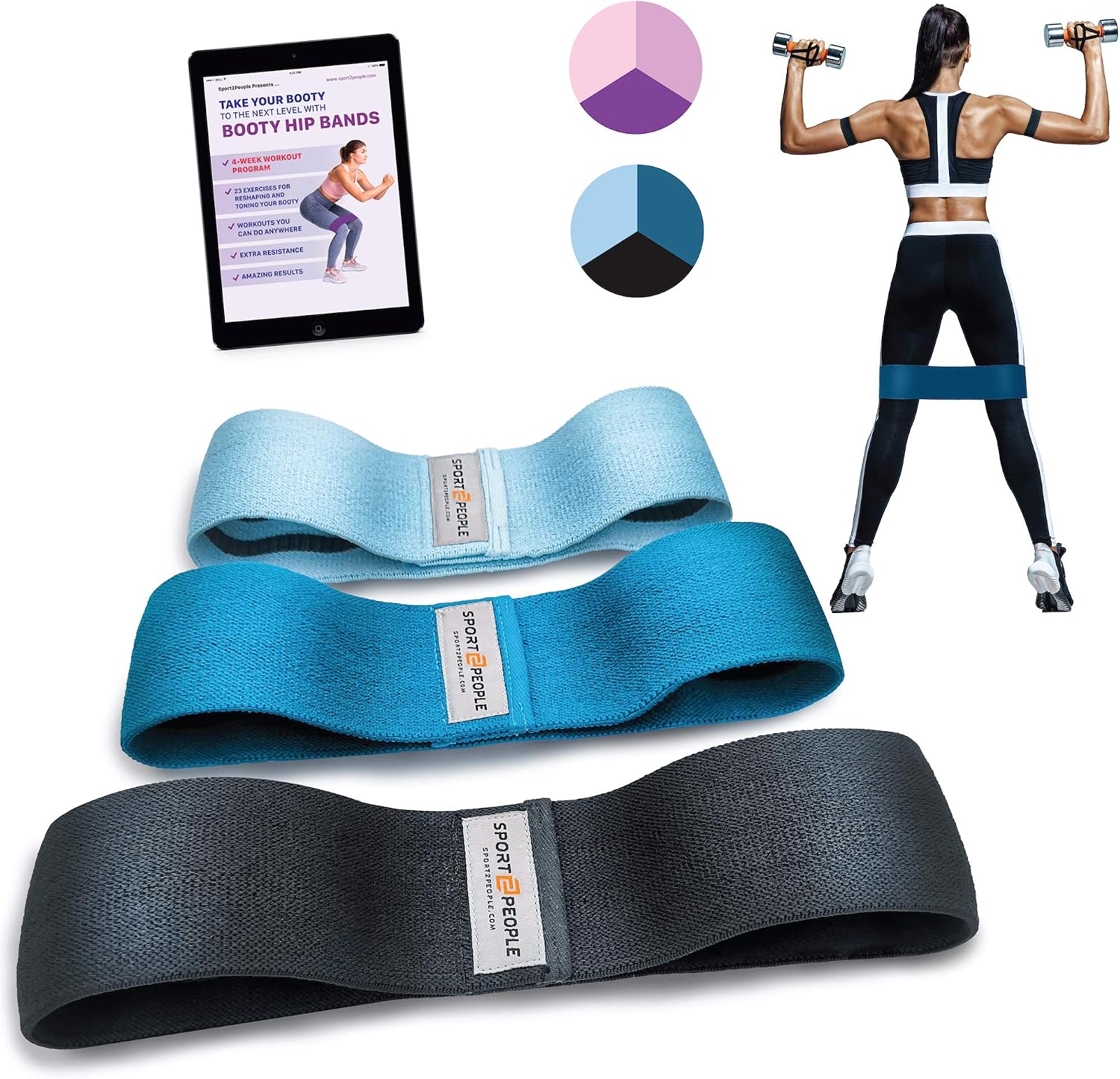 sport2people Fabric Resistance Band for Legs and Butt with Free Booty Workout E-book