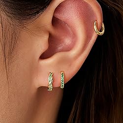 Inerney Gold Green Earrings Set for Women, Dainty