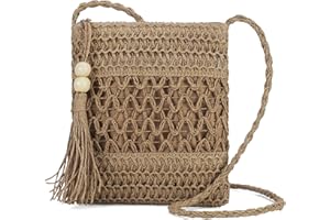 KISS SEA Small Beach Straw Purse For Women: Straw Bags Crossbody Shoulder Handbags - Raffia Woven Tote Purse For Summer Vacation