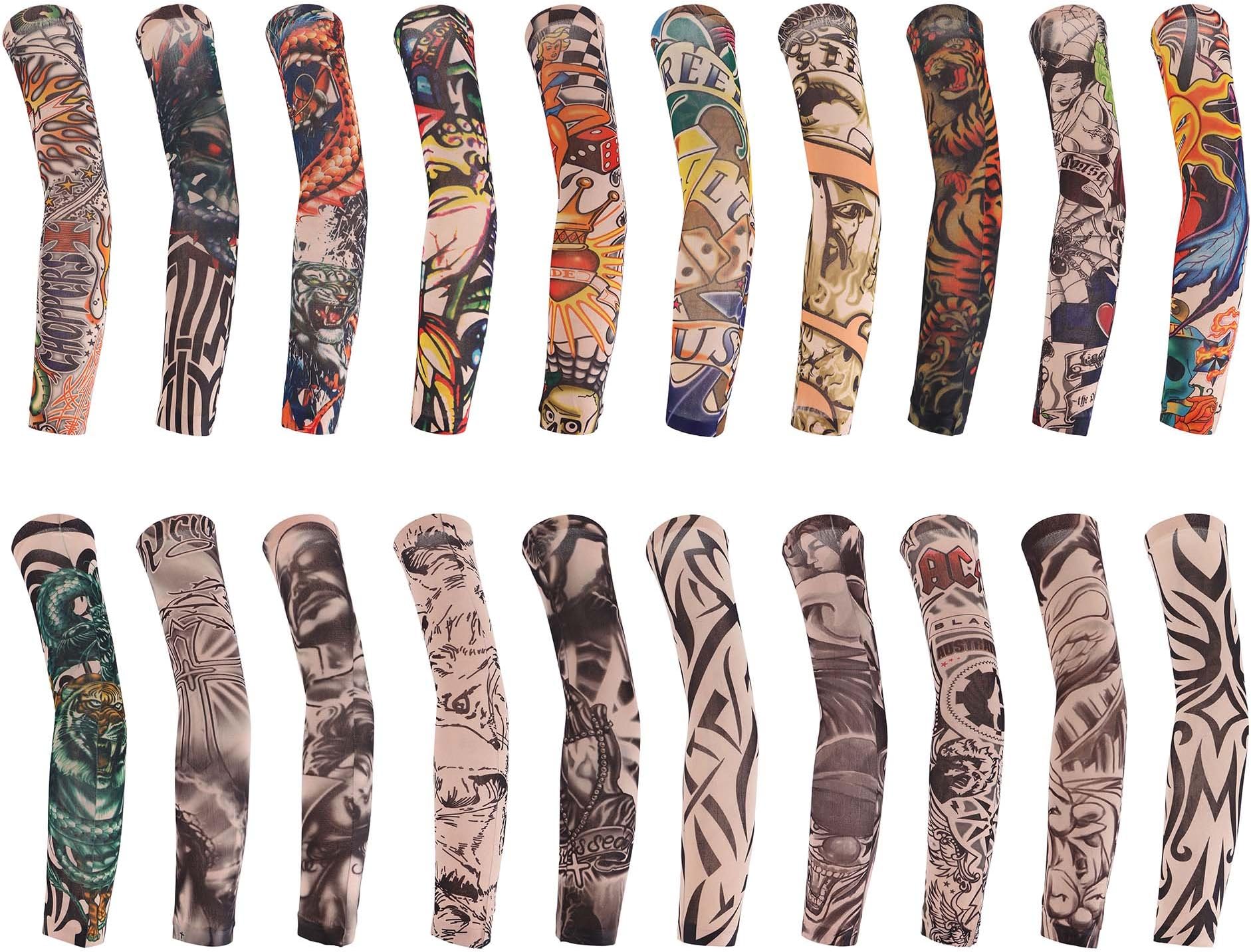 TAUT 20pcs Set Unisex Body Art Arm Stockings Slip Fake Temporary Tattoo Sleeves