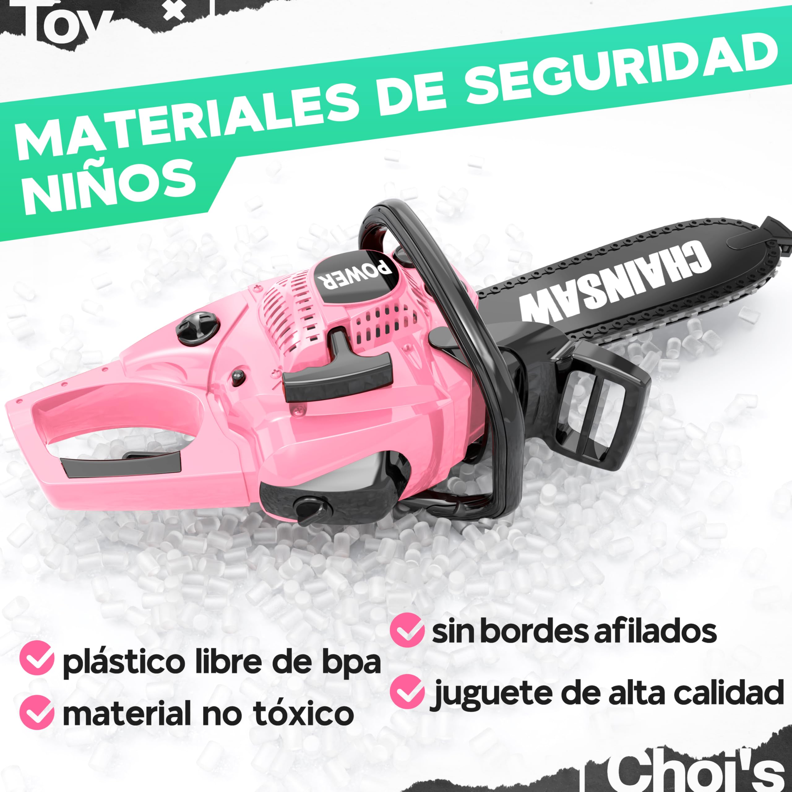Toy Choi's Kids Toy Chainsaw - Pretend Play Construction Tool Electric Chainsaw Toy for Kids, Toy Tool Set Outdoor Gardening Play, Christmas Gifts Pink Toys for Girls 3-5 +