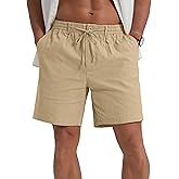 Sailwind Men's Linen Shorts 7" Casual Elastic Waist Drawstring Summer Beach Shorts