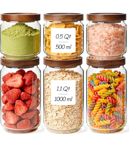 Amazon.com: Jar with wooden lid, capacity 0.50L, dimensions 96/95