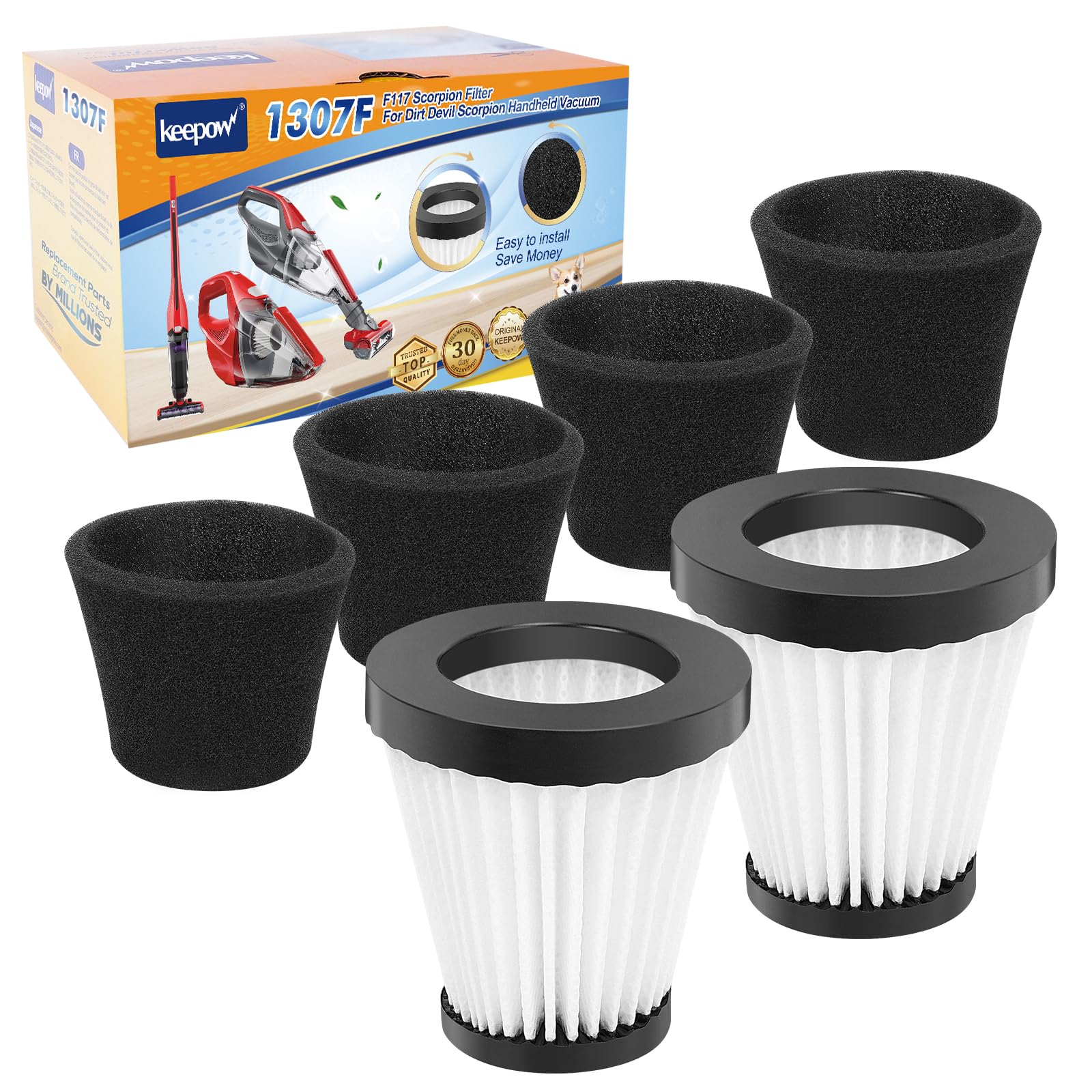 Photo 1 of KEEPOW Style F117 Scorption Filter 2 Pack Compatible with Dirt Devil Scorpion Handheld Vacuum Cleaner SD20005RED, SD30025B, BD22025, Part# AD40117