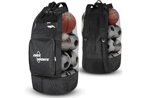 ZHSX Soccer Ball Bag,Large Mesh Ball Bag Sports Equipment Net Bag With Drawstring Closure Shoulder Strap and Oversized Front 