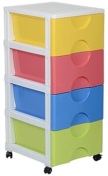 ARISTO 4-Layer Plastic Drawer Chest with Matte Finish, 39x46.5x90.5cm (Multicolour)