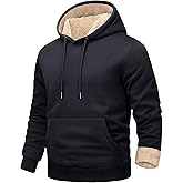 EKLENTSON Hoodies for Men Fleece Pullover Heavyweight Winter Warm Sweatshirts Sherpa Lined Hoodie with Kanga Pocket