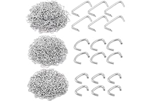 Swpeet 1500Pcs 3/4" 1/2" 3/8" Galvanized Hog Rings Assortment Kit, Professional Upholstery Hog Rings Installation Kit for Bungee Shock, Cords, Animal Pet Cages