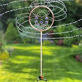 34" Tall Copper-Coated Stainless Steel Garden Sprinkler, 360&deg; Rotating Decorative Ornamental Sprinkler for Lawn, Yard &amp; Landscape Watering (Ladybug)