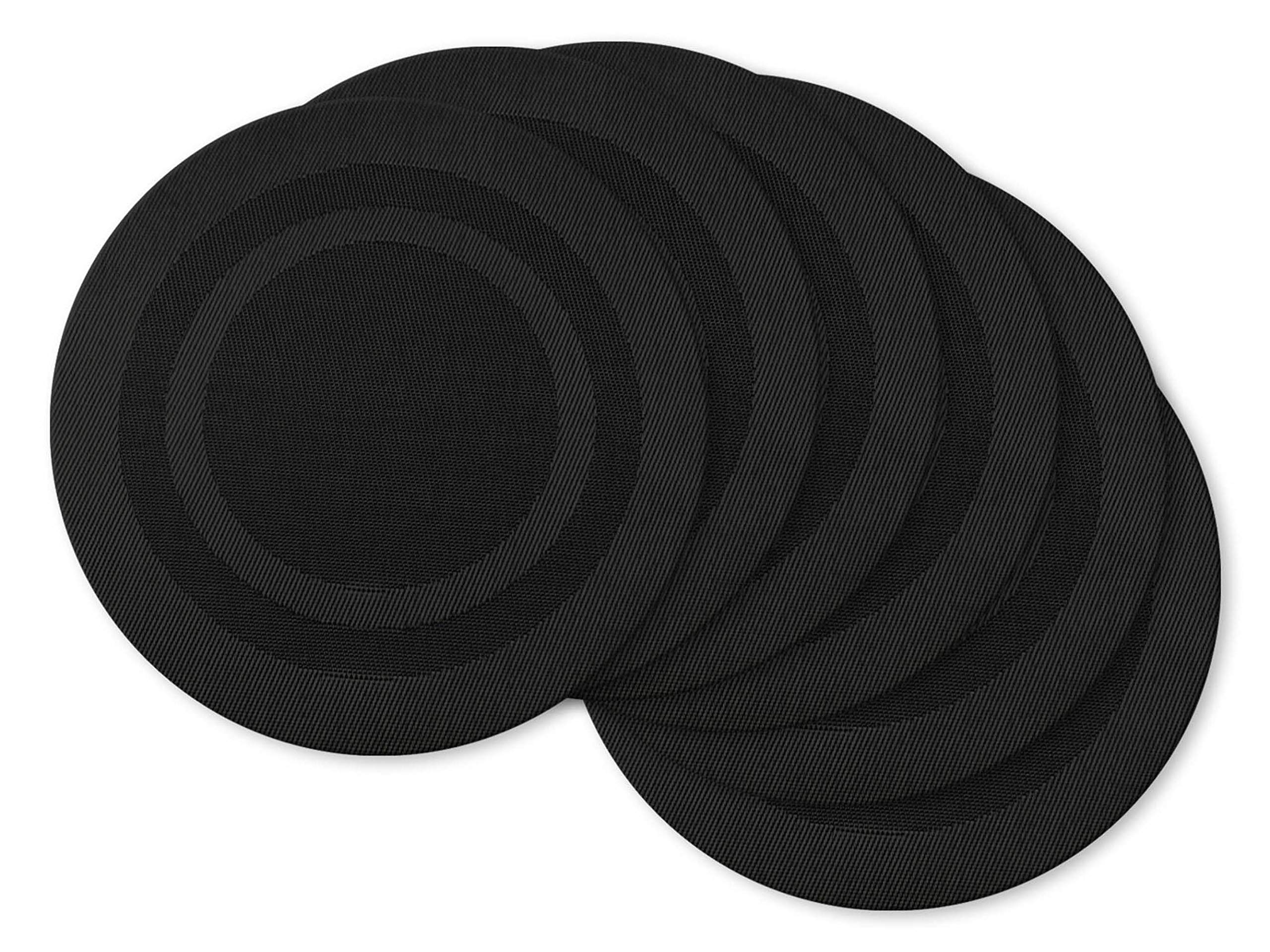 DII Woven Indoor Outdoor, Polyvinyl Chloride, Black, Round Placemat Set, 13.75" โ image 1