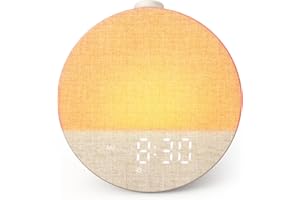 Dreamegg Sunrise Alarm Clock - White Noise Sound Machine with 29 Soothing Sounds, Favorite Mode, Dimmable Time Display, 10-Co