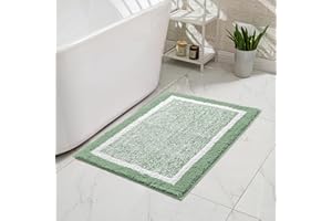 CozeCube Bath mats for Bathroom Non Slip, Fluffy Absorbent Microfiber Bath mat Washable, Aesthetic Bathroom Rugs, Small Sage Green Bath mat, Sage Green, 24" x 16"
