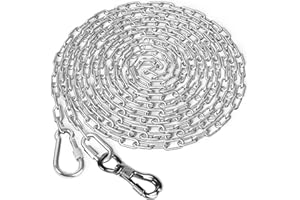 Tresbro Heavy Duty Dog Chains for Outside, 15FT Stainless Steel Tie Out Cable with Swivel Hook for Small Medium Dogs, Metal Chew Proof Pet Runner Chain Leash Lead for Outdoor Camping Hiking Yard, 3MM