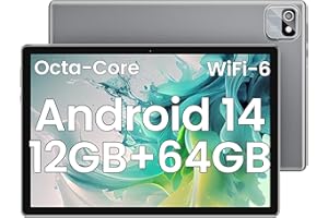 2025 Android Tablet, 10.1 Inch Android 14 Tablet Octa-Core, 12GB RAM+64GB ROM 1TB Expand, 2+8MP Camera, BT5, Tablets PC 2.4/5