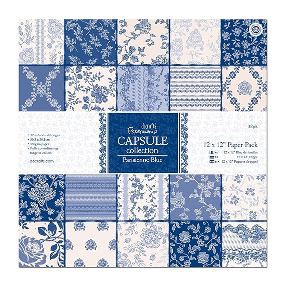 Papermania Capsule Collection 12' x 12' Paper Pack (32 Pack) - Parisienne Blue