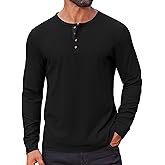 COOFANDY Mens Waffle Henley Shirts Long Sleeve Casual T-Shirt Basic Lightweight Pullover Tees