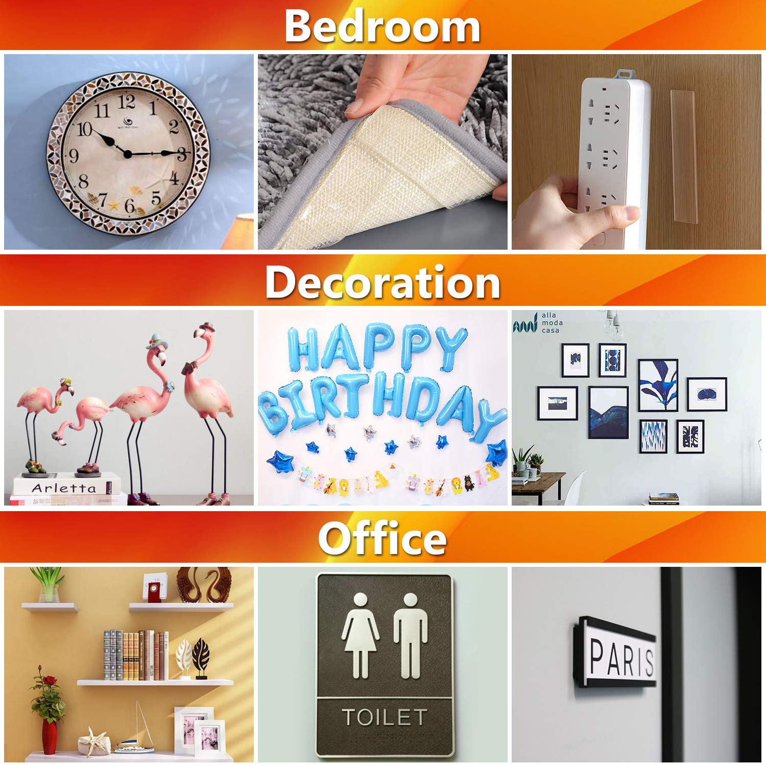 Doppelseitiges Waschbares Spurloses Klebeband,Transparent Entfernbares Wiederverwendbares Klebestreifen, Extra Starke Klebekraft Wasserdichtes, rutschfest Multifunktionales (3M x 3CM x 2MM) 4