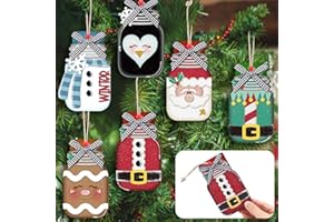 Dispowreath 6 Pcs Christmas Card Holder Gift Wooden Nutcracker Snowman Santa Money and Gift Card Sleeves Christmas Cash Holders Xmas Decors for Xmas Tree Ornament Winter Holiday Decor (Mason Jar)