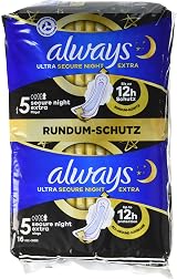 Always Ultra Secure Night Extra Size 5 Sanitary Pads with Wings Pack of 16