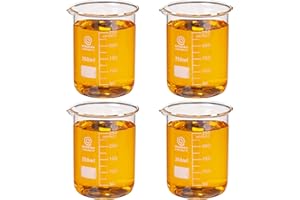 MODERN CURIOSITY Glass Beakers Set - Science, Chemistry Classroom Supplies - Borosilicate Glass - Education, Research Equipment for Industrial and Academic Labs (250mL, 4-Pack)