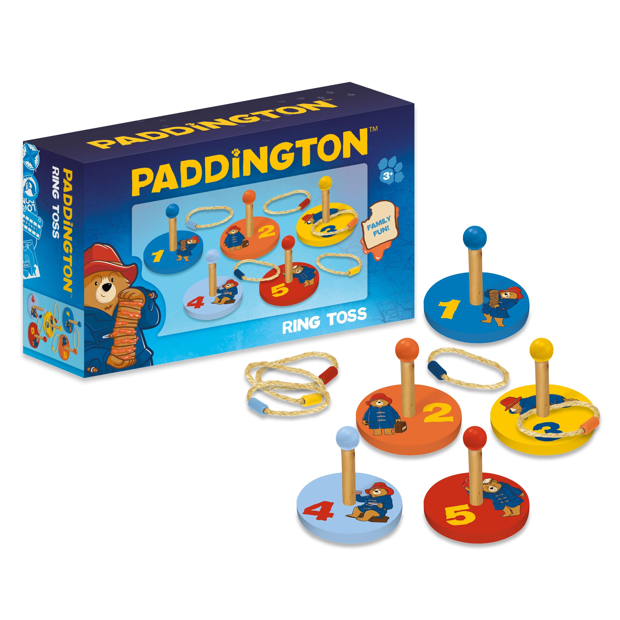 Paddington Wooden Ring Toss Set | Outdoor Game for Kids & Family | 5 Rope Rings Included | Fun Garden Activity